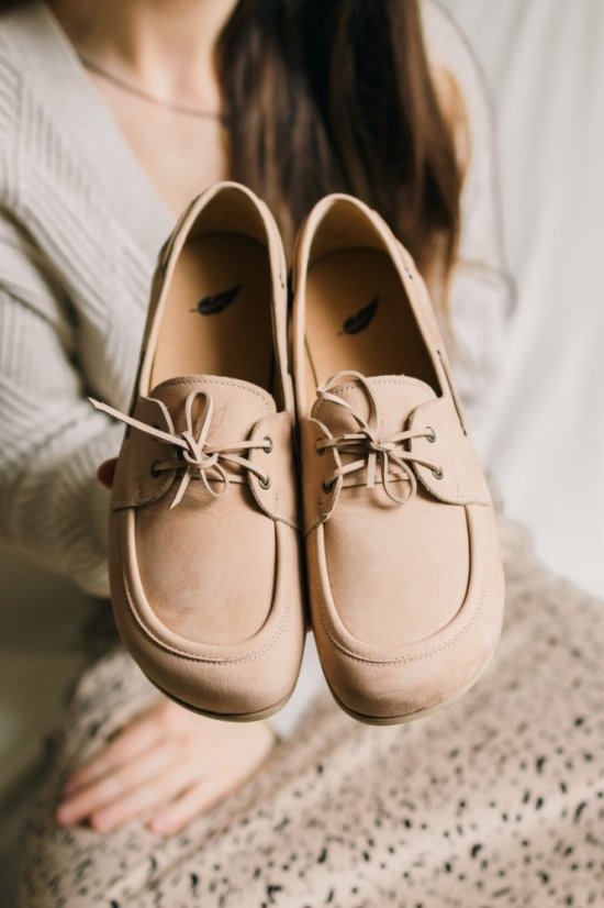 Barefoot leather loafers peerko Tala Sand in beige