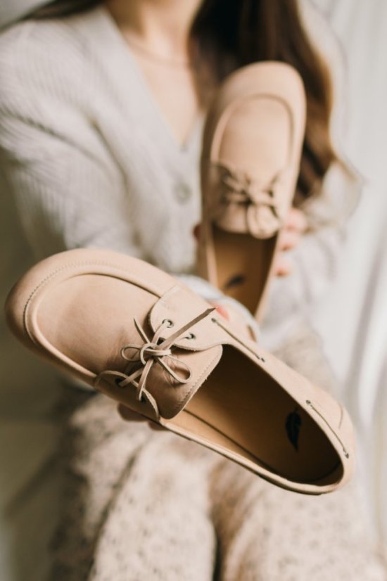 Barefoot leather loafers peerko Tala Sand in beige